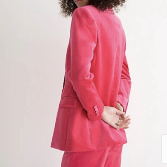 J. Crew Collection Willa blazer in tipped stretch velvet Dragonfruit size 00 - Picture 3 of 9